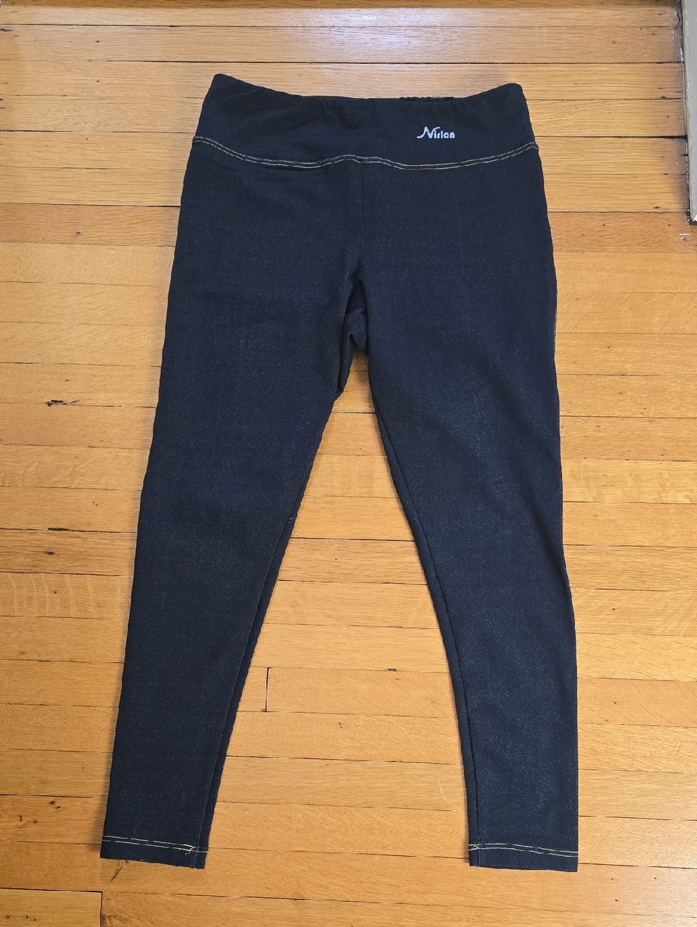 Nirlon, Denim Look, Contrast Stitch Jeggings, Dark Wash, EUC, Women's XL